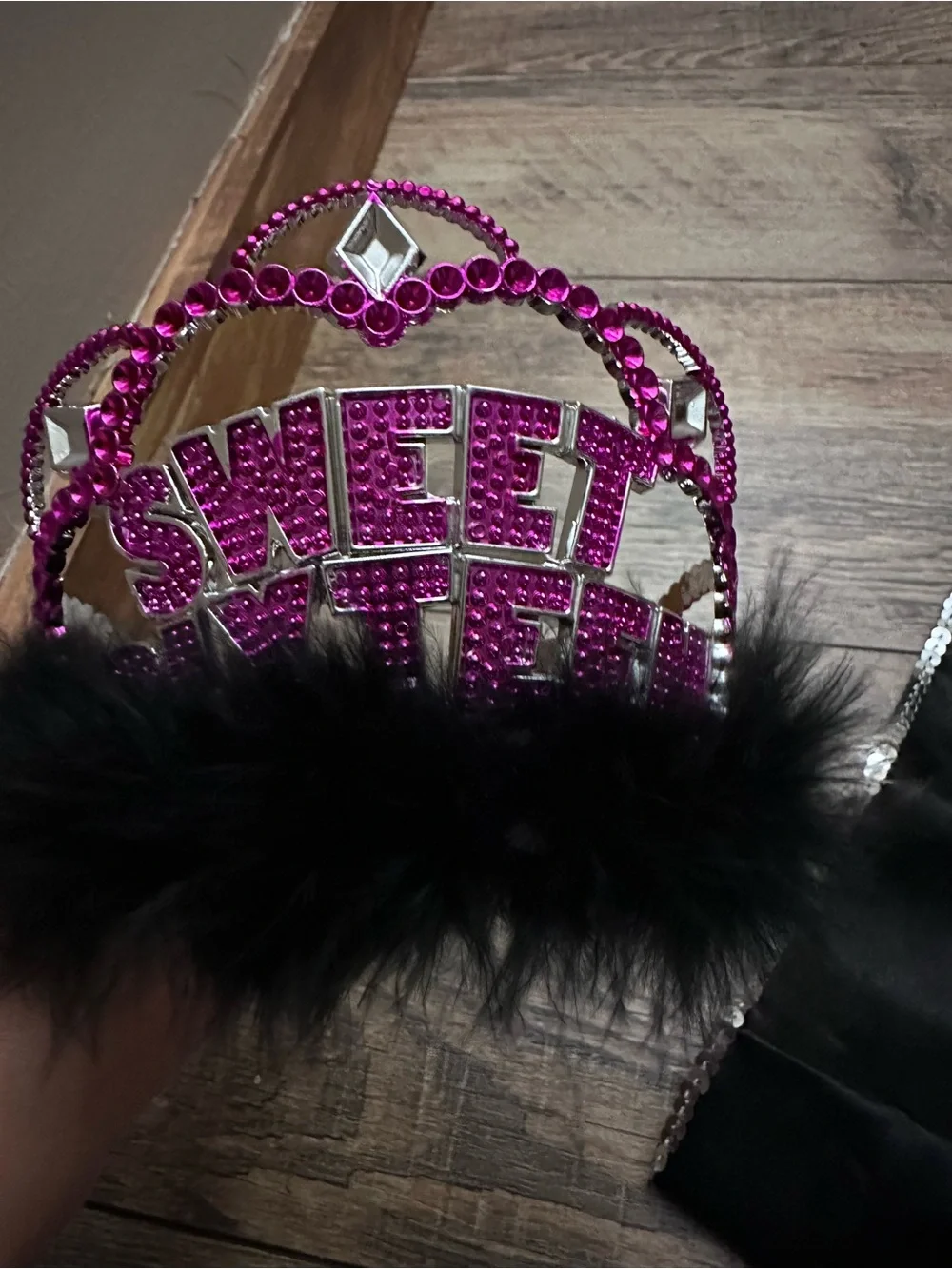 Sweet 16 Celebration Sash , Tiera, Pin and Feather Boa Set - Pink